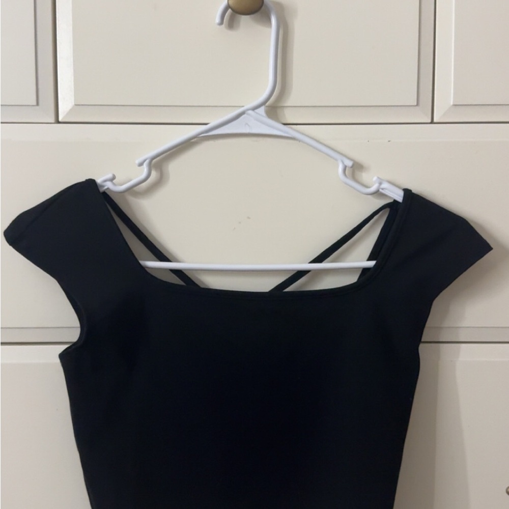 Wild Fable Black Crop Top with Strappy Back